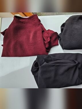 Set Of Three Oversize/Over The Shoulder Blouses 2-Black (S/M) 1-Wine (M)
